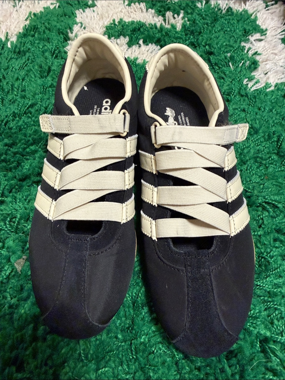 adidas Originals Women's Black Sneakers with Cream Straps